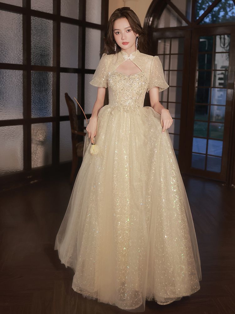 スモール ライト イブニングドレス スカート 女性 2024年 披露宴 気質 エレガント 学生 成人式 ロング丈