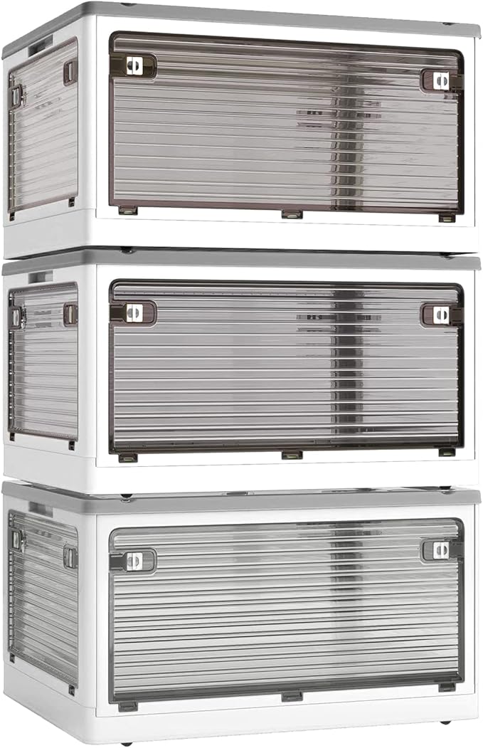 収納ボックス 折りたたみ】蓋付き 積み重ね 全方向から取り出せる 3個セット 収納ケース 衣類 布団 小物 収納 折り畳み コンテナ ボックス 大型 プラスチック キャスター付き おしゃれ 組立簡単