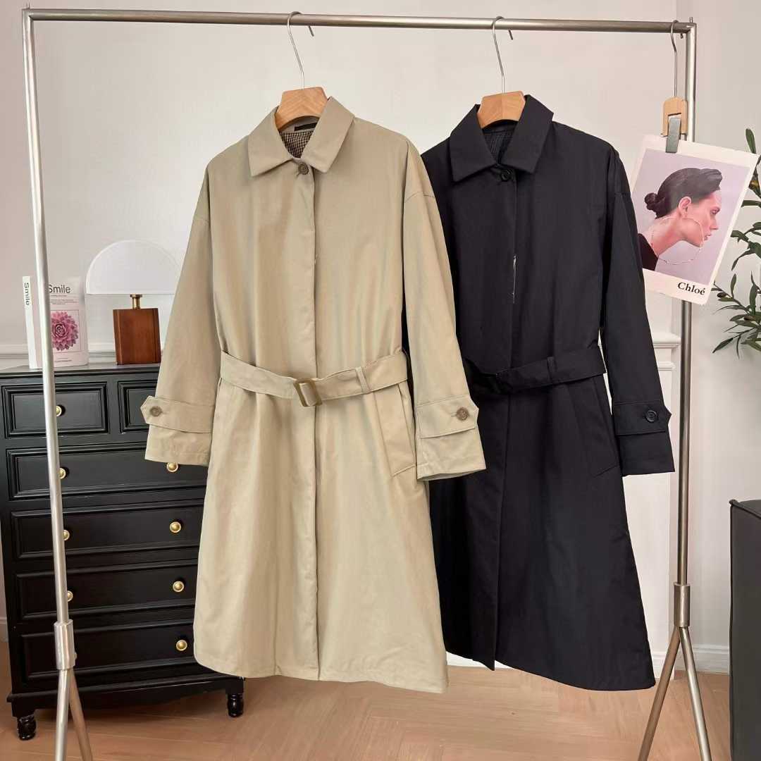 2025年春の自家製婦人服英国風ミドル丈ウインドブレーカーカジュアルルーズコートミドル丈コート474896