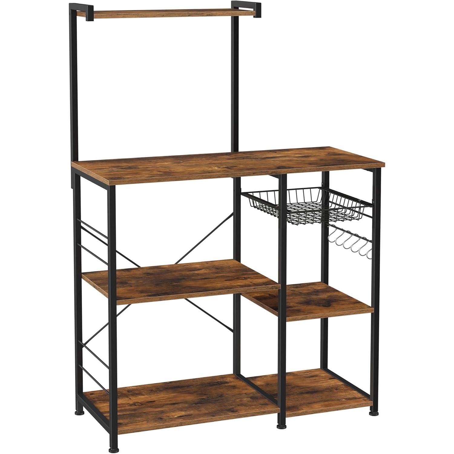 レンジボード レンジ台 キッチンラックレンジラックレンジ台 スライド棚付き 大型レンジ対応 キッチンワゴン 食器棚 キッチン収納 6個Ｓ字ラックを付き 高さ132ｃｍ kks35x