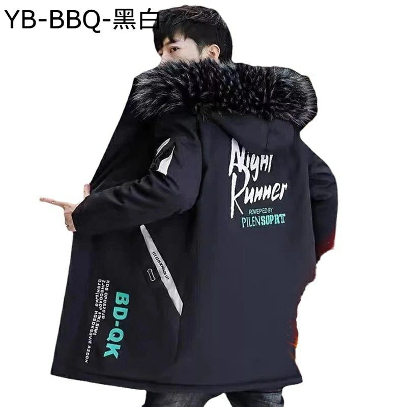 ダウン コート メンズ ファーフード付 ボアジャケット 裏起毛 大きいサイズ 保温性 真冬対応 トップス 柔らかい 大人 長袖 ロング丈 綿服 お洒落 男性用 カジュアル カジュアル 学生