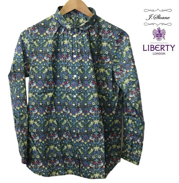 J.Sloane ジェイスローアン ブラウス リバティ 一 長袖 Mサイズ 日本製 パークス 花柄 キレイ目 ゆったり liberty Plantpolis ギャザー SN2332021 タナロー