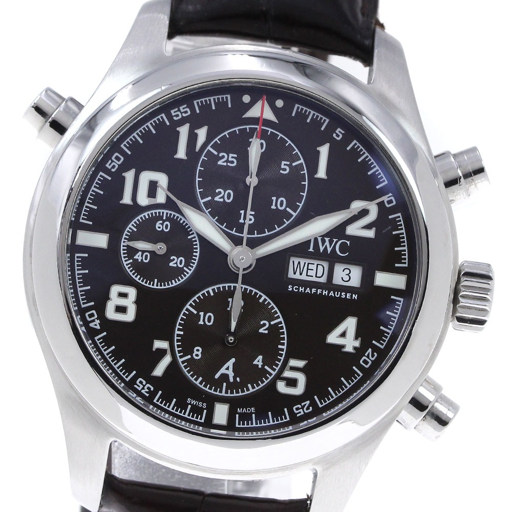IWC SCHAFFHAUSEN IW371808 パイロットウォッチ アントワーヌ・ド・サンテグジュペリ ダブルクロノグラフ AT メンズ 保証書付き_832053【中古】 433,600円