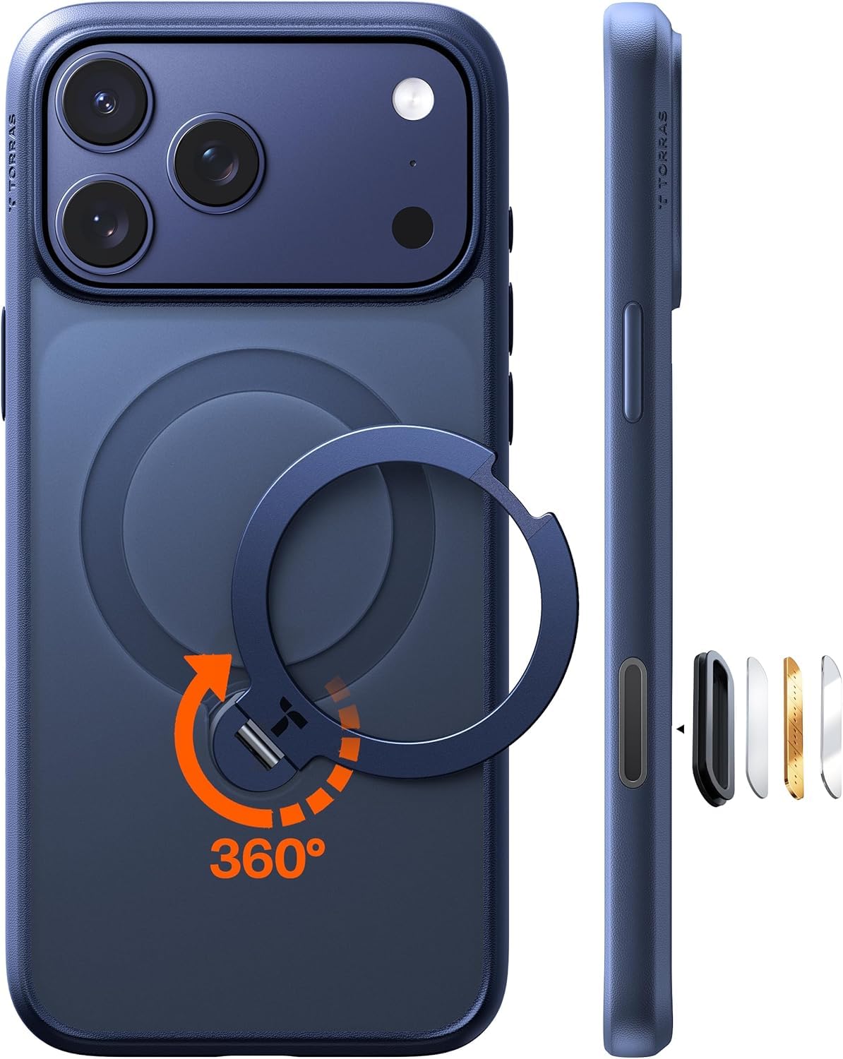 TORRAS iPhone 17 Pro Max 用 ケース【多機能一体360新定点回転スタント】 Magsafe対応 【Ostand Q3 Spin】高耐久性 耐衝撃 センマイ式スタント