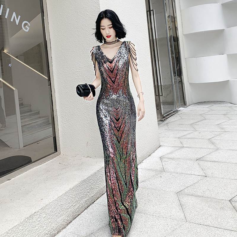 ロング ドレス パーティードレス 個性的 袖なし マーメイド 派手 キラキラ 結婚式 二次会 お呼ばれ フォーマル 演奏会 ピアノ 発表会 ドレス ワンピース 大人 かっこいい 可愛い セクシー スリ