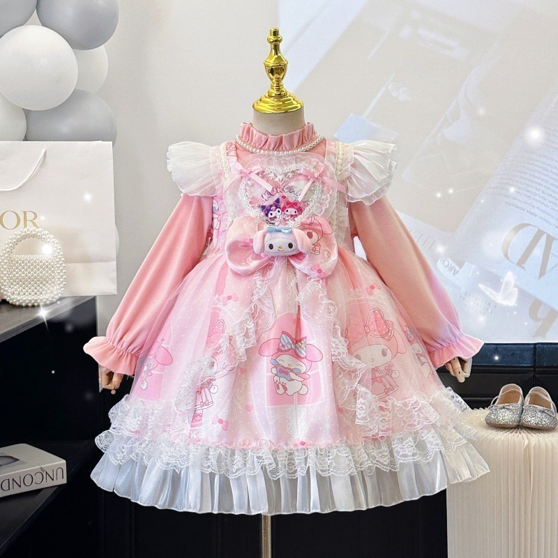 女の子ロリータドレス秋と冬プラスベルベット暖かい新しい少女漫画クロミプリンセスドレスドレス