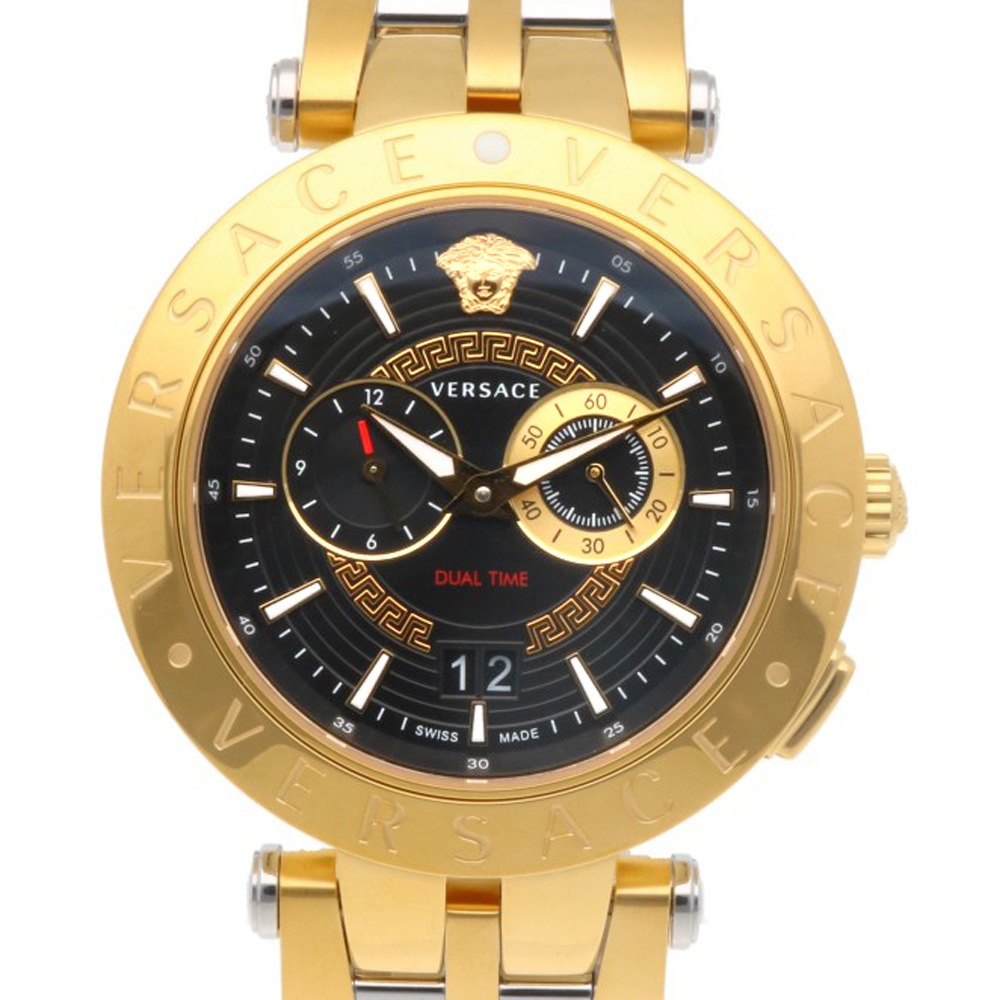 ヴェルサーチ Vレース デュアルタイム 腕時計 GP クオーツ 1年保証 VERSACE 中古