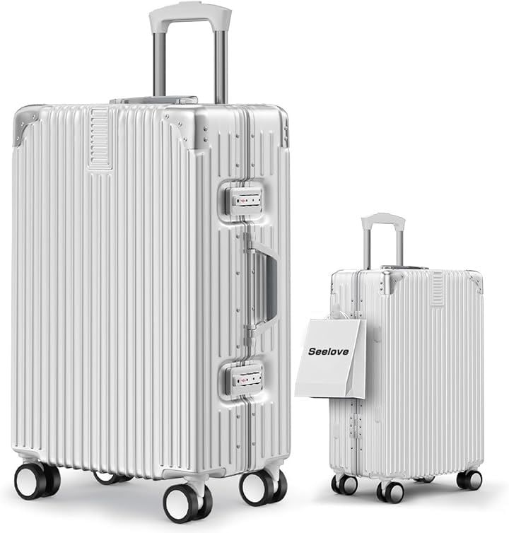 スーツケース キャリーケース 機内持ち込み ABS+PC 耐衝撃 超軽量 キャリーバッグ 静 (c.ホワイト, Lサイズ（7～10泊 長期旅行/78L）(70x45x27cm))