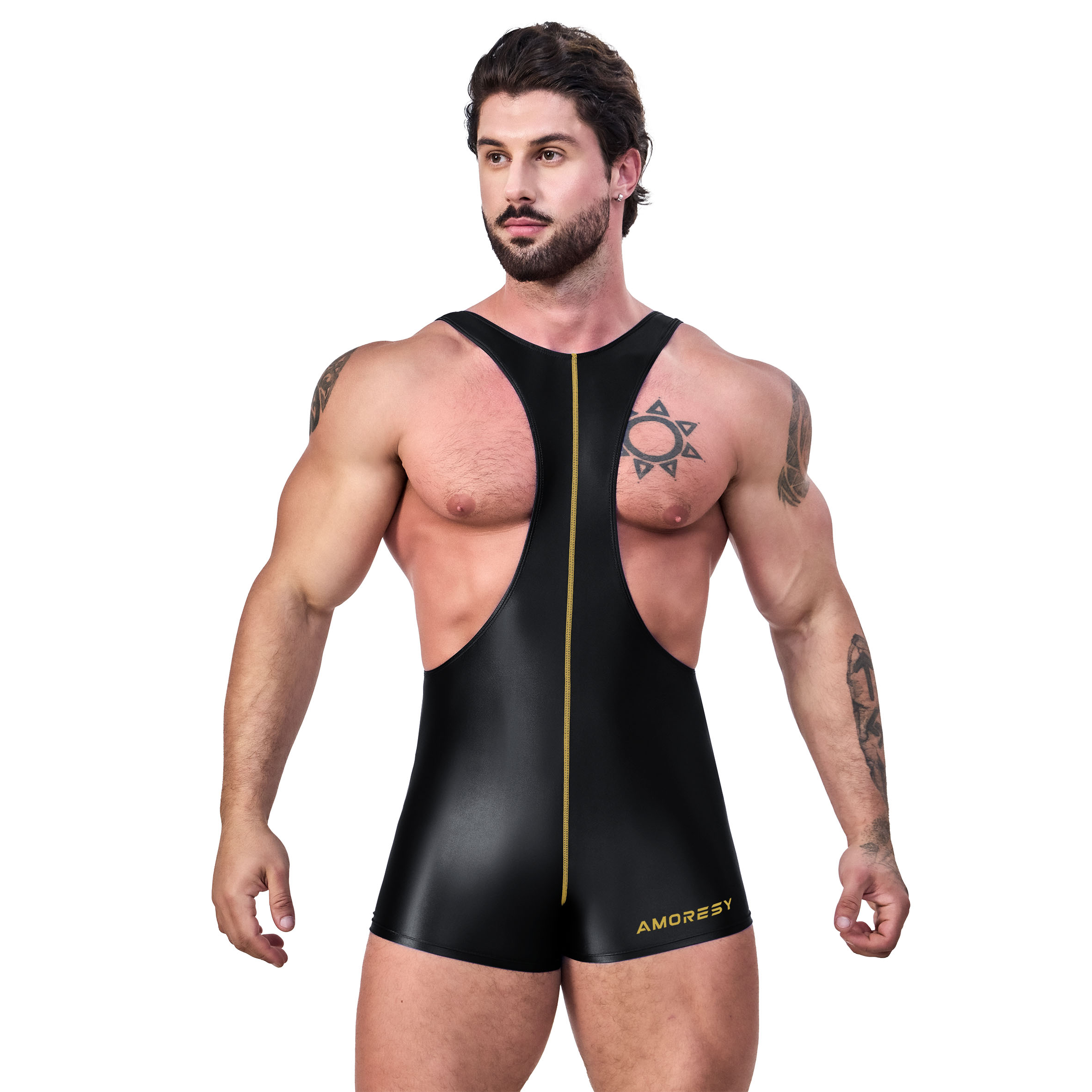 レスリング服男性のシャム双生児フリースタイル競技トレーニング重量挙げタイトな弾力