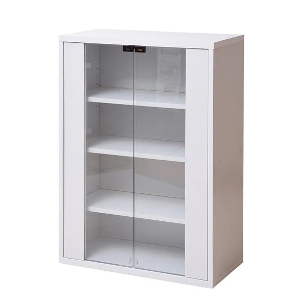 JKプラン ガラスキャビネット 6BOX リビングキャビネット FR-046-WH