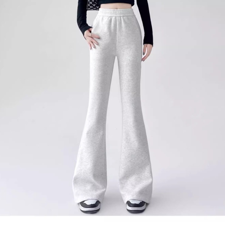 レディース パンツ ボトムス スウェット ロングパンツ ブーツカットパンツ ロング ワイド ポケット ハイウエスト ウエストゴム 伸縮性 薄手 かわいい 大人可愛い きれいめ シンプル カジュアルルームウェア