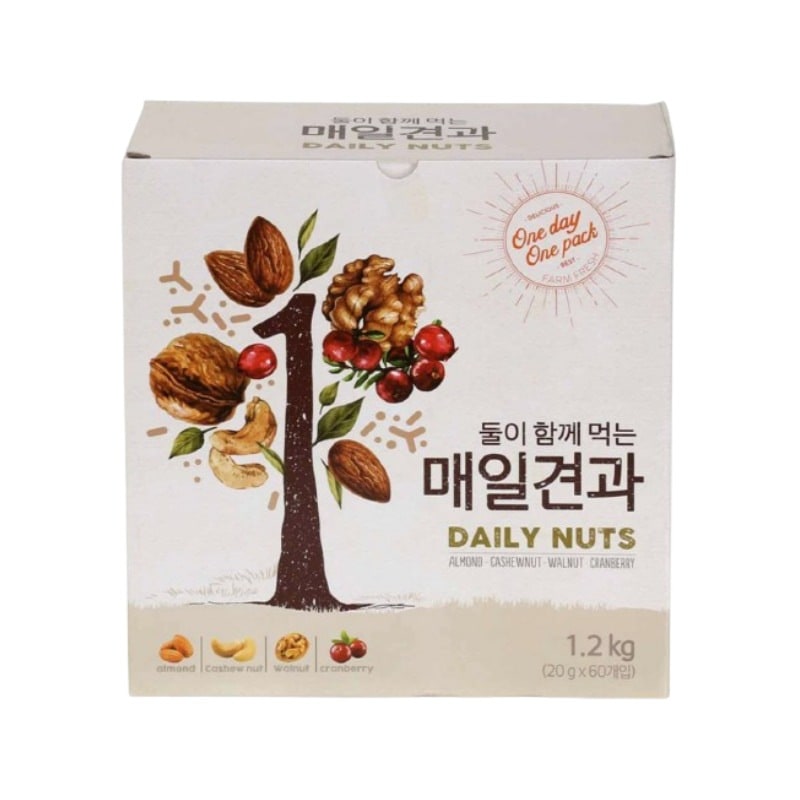 二人で一緒に食べる毎日ナッツ一日一袋 一日ナッツ 20G 60袋 (1.2kg)