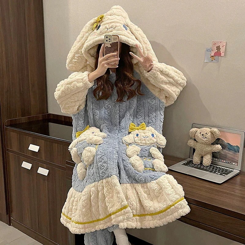 ネグリジェ用レディース厚みのあるコーラルベルベット節フランネルパジャマホーム服セット
