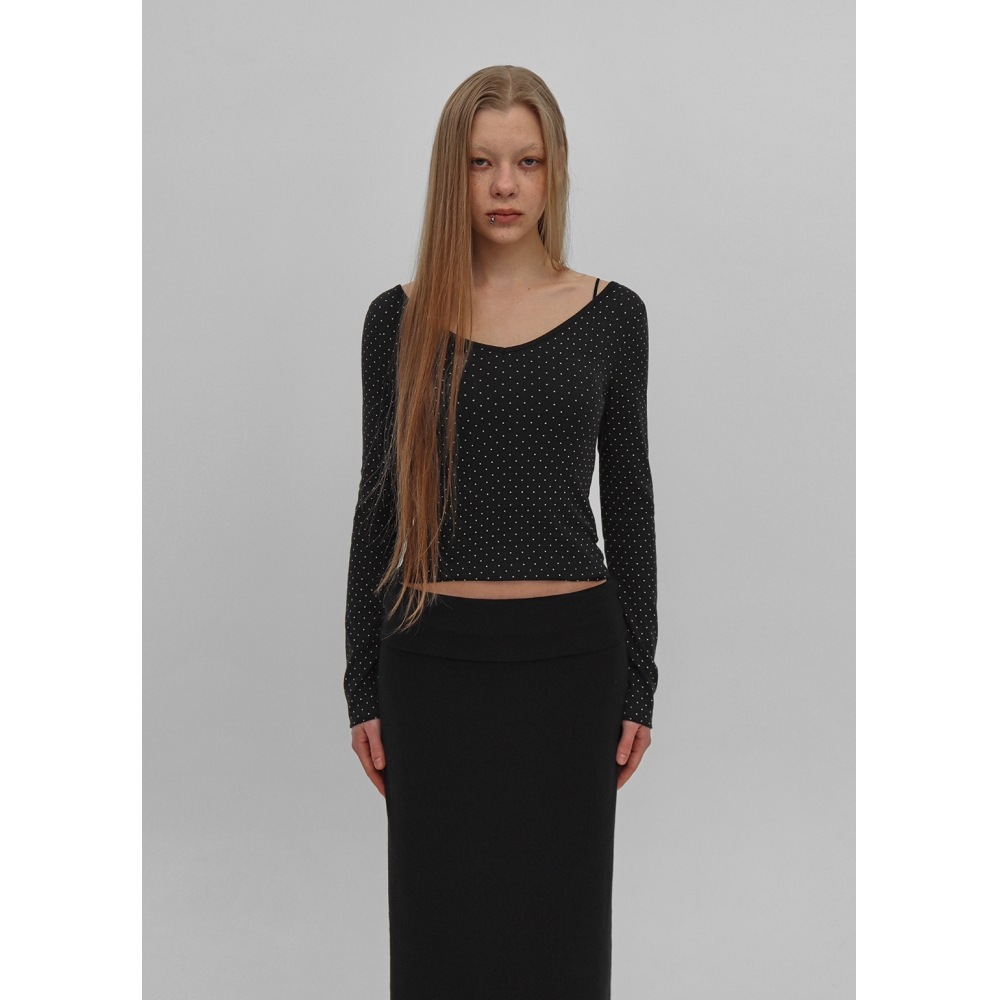 ブラックアップ [ニュースプリング] [製] セブニードット Vネック長袖Tシャツ