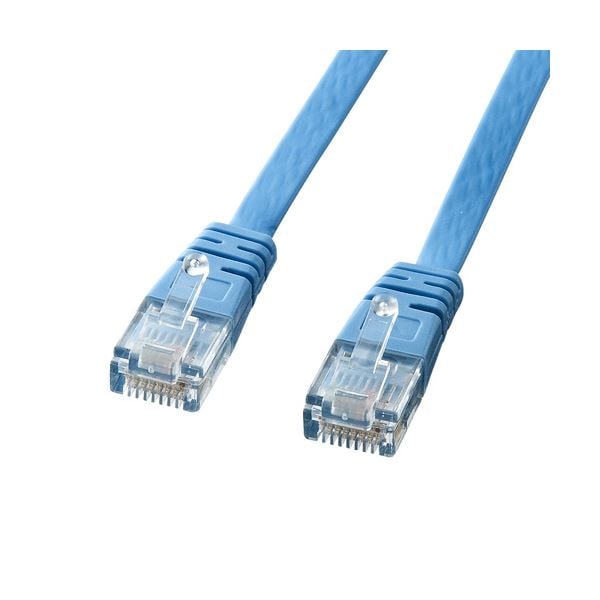 (5個セット) サンワサプライ カテゴリ6フラットケーブル2m（ライトブルー） KB-FL6-02LBNX5