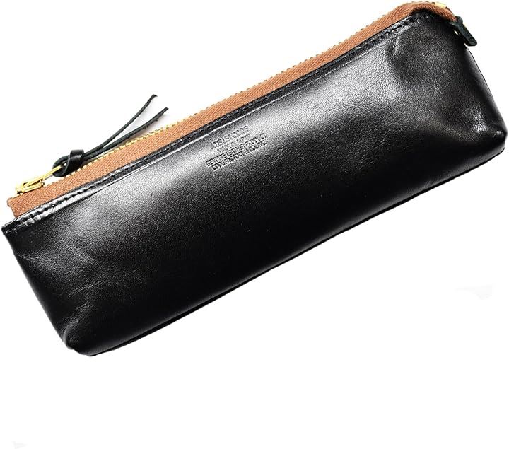 atelierCODEL ペンケース 筆箱 革 レザーペンケース 栃木レザー 高級革の肌触り(ブラック)