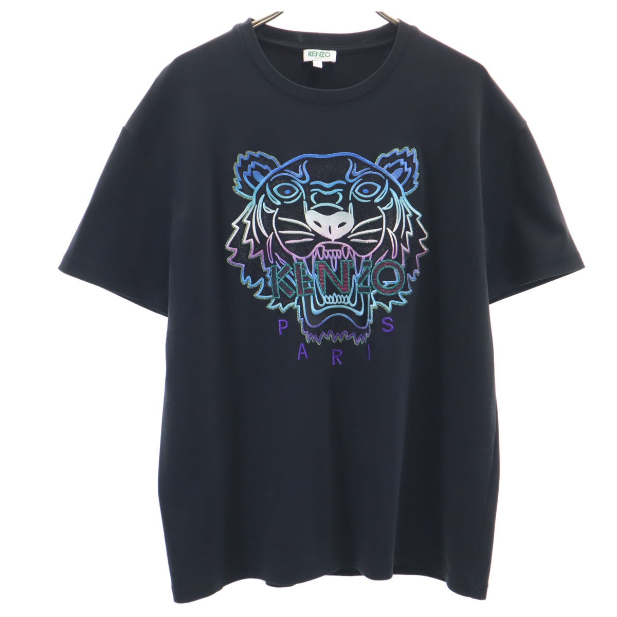 タイガー刺繍 半袖 Tシャツ S ブラック メンズ 古着