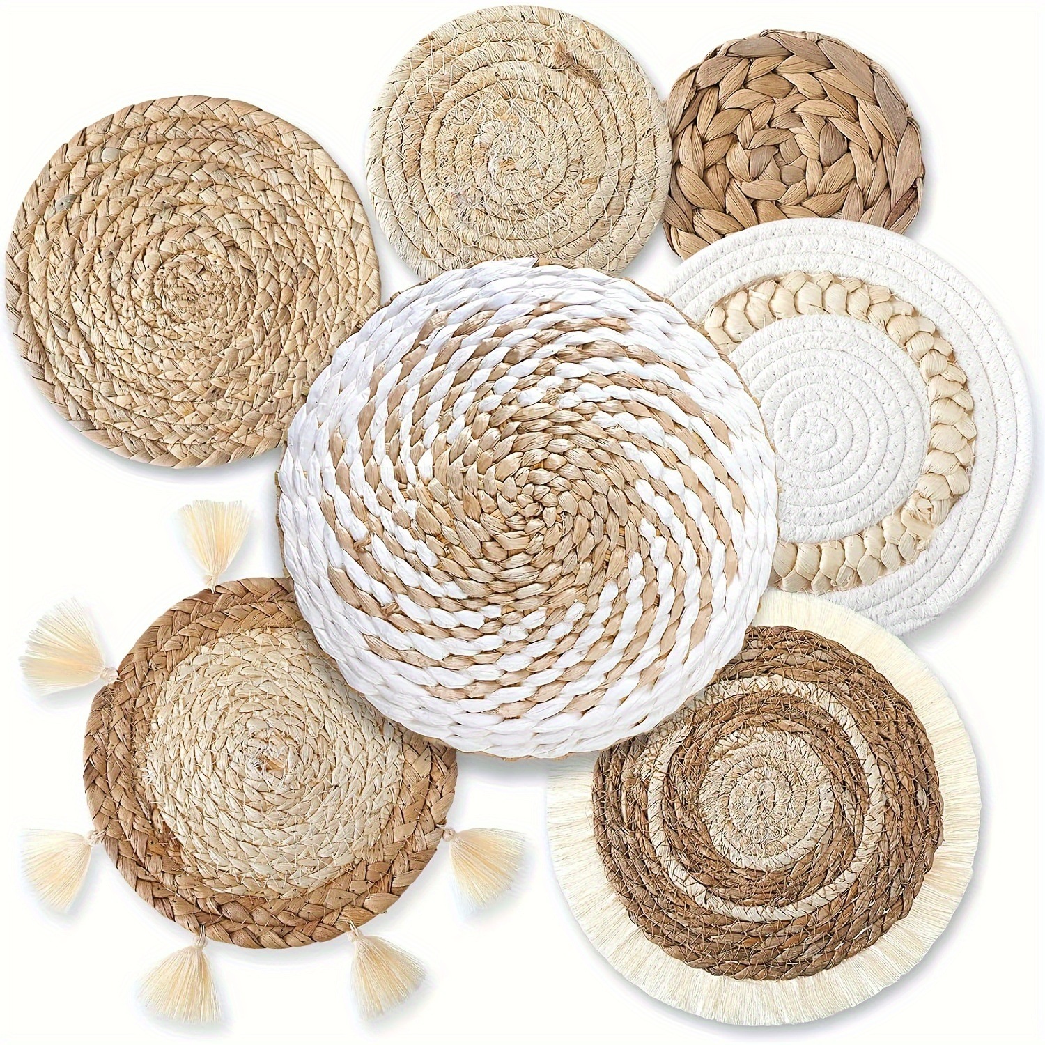 ウォールインテリア 壁掛けインテリア 丸型 ラウンド 7個セット バスケット かご 籠 壁飾り アートパネル サークル 装飾 ホワイト 白 デコレーション ウォールデコ おしゃれ モダン かわいい シ 7,242円