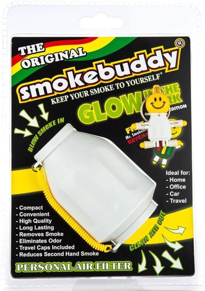スモークバディ 煙草の消煙消臭 エアフィルター 携帯用 HEPAフィルター Smokebuddy( 夜光ホワイト, Original)