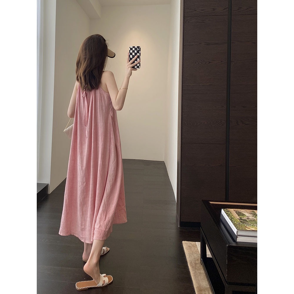 キャミワンピース リネンノースリーブワンピース レディース 夏ゆったりワンピース