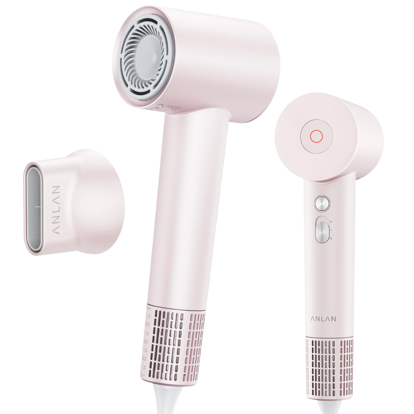 【美人百花速乾ドライヤー部門NO1】【速乾×美髪】ANLAN ダブルケアドライヤー ドライヤー 速乾 大風量 軽量 低温 5m/分超大風量 2億マイナスイオン 1200W 温冷リズム 低騒音(ピンク