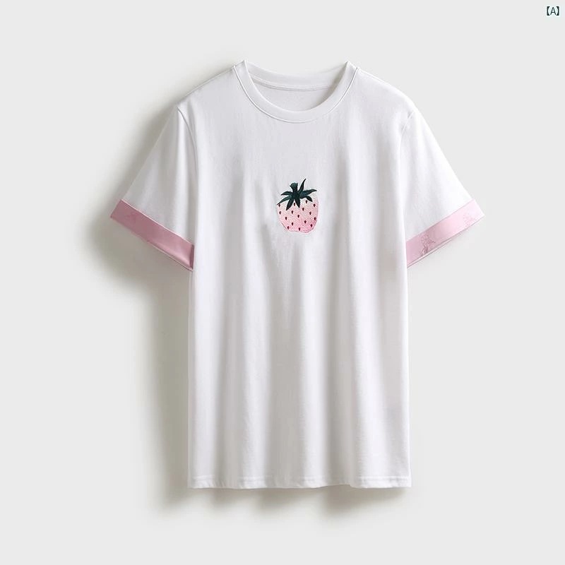 レディース　ファッション　オシャレ　大歳　上品　ママ　お母さん　綺麗 レンチ ング 繊維長 繊維 コットン ! 快適 カジュアル 袖口 サテン 高級 刺繍入り Tシャツ 8,270円