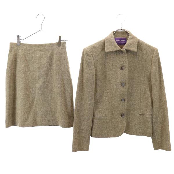 インパクト21 パープルレーベル スカートスーツ 上下セットアップ 9 ブラウン系 レディース