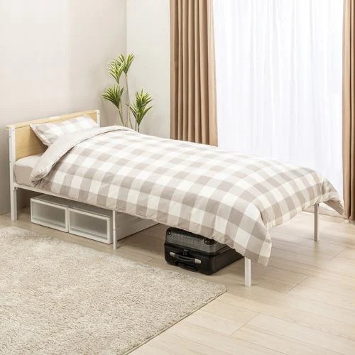 【数量限定大特価】［シングル］ヤマダオリジナル パイプベッドフレーム「ロッキー」ナチュラル色 マットレス別売