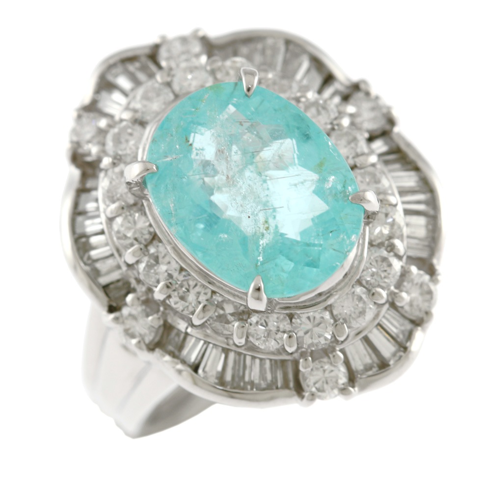 リング 指輪 11号 Pt900プラチナ パライバトルマリン 中古 美品