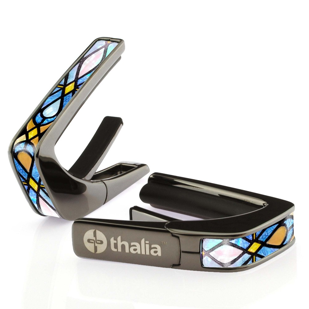 Thalia Capos ギターカポタスト Deluxe Series Black Chrome Finish avec incrustation de vitrail TH-CB201-11 アメ