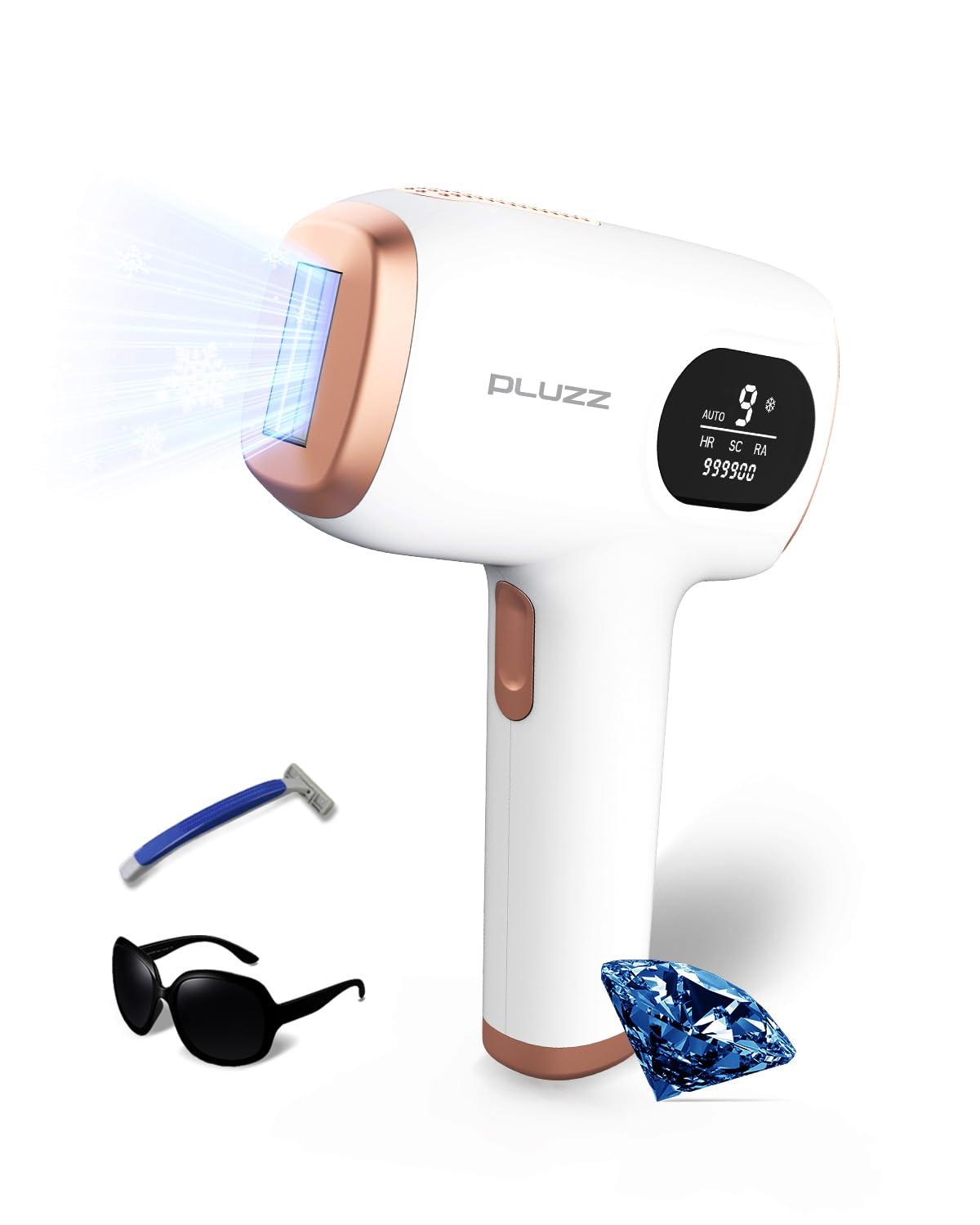 【サファイアフリーズ】家庭用IPL光脱毛器サロン級 冷感 VIO対応 99万回フラッシュ9段階 髭 颜 全身ケア 静音設計 無痛脱毛 高速連続照射 レディース&メンズ兼用 正规品 (Ai-12A【サフ