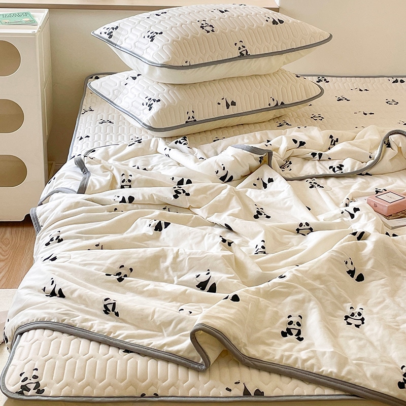 ラテックス風夏用寝具4点セット洗濯機で洗える夏用アイスシルク寝具3点セットシングル用ソフトマット