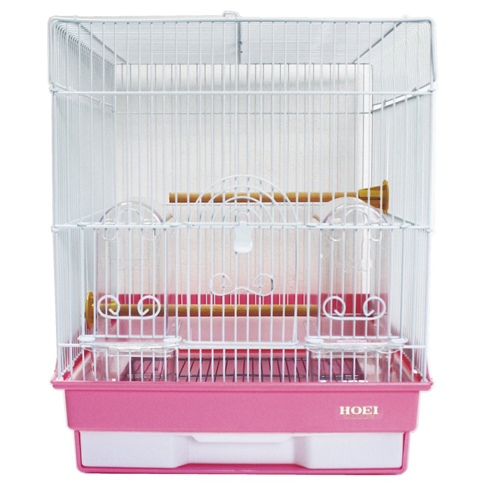 鳥かご　ＨＯＥＩ　３５角ＰＳ　ピンク　（３７X４１．５X４４ｃｍ）　セキセイ　小型インコ　フィンチ　ホワイト塗装　ＣＲＣ55―15―10―10―00
