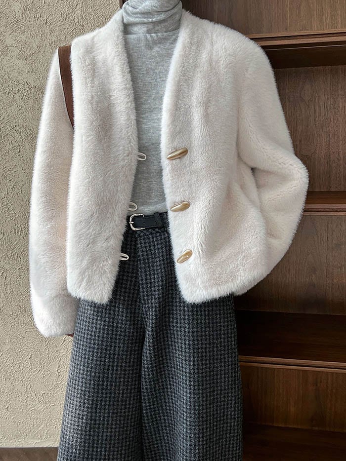 コート レディース ファー コート 毛皮コート 前開き ボタンありワ ノーカラー 秋 冬 ジャケット コート ムートンコート フェイクムートン ファー ジャケット アウター 暖かい 柔らかい オーバー