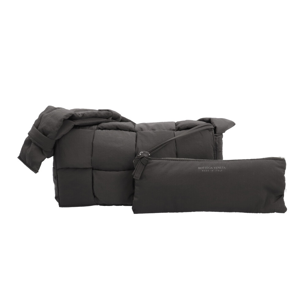 ボッテガヴェネタ パデットテックカセット ミディアム イントレチャート ショルダーバッグ ナイロン 628951 グレー BOTTEGAVENETA 中古 美品