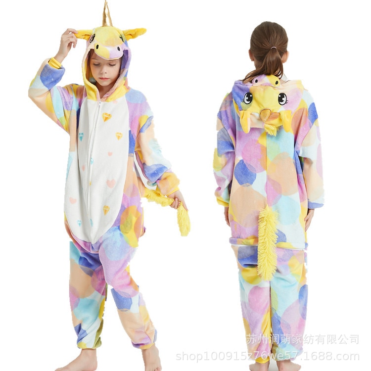 暖かい キッズ パジャマ 着ぐるみ可愛い キャラクターパジャマ 恐竜動物 もこもこ 厚手 防寒着 子供 女の子 男の子 ルームウェア 寝間着 かわいい動物パジャマフランネル漫画パジャマ子供バブル天馬ラ