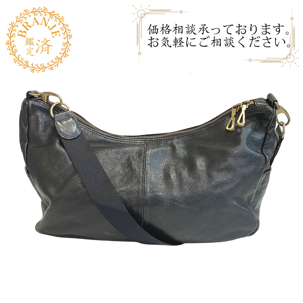 レザー ショルダーバッグ ブラック メンズ