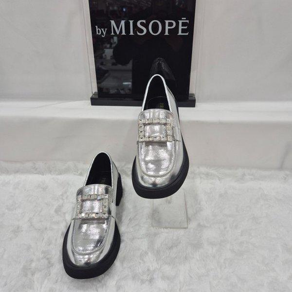 By 女性 ジュエリー装飾ポイントローファー 112HT419FF009 SILVER 2 JJ