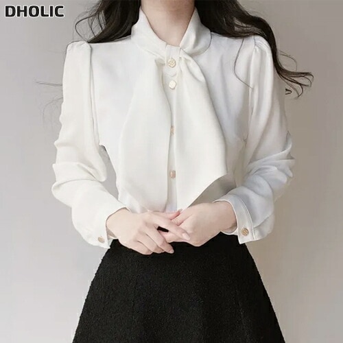 ボウタイ長袖ブラウス・1949720