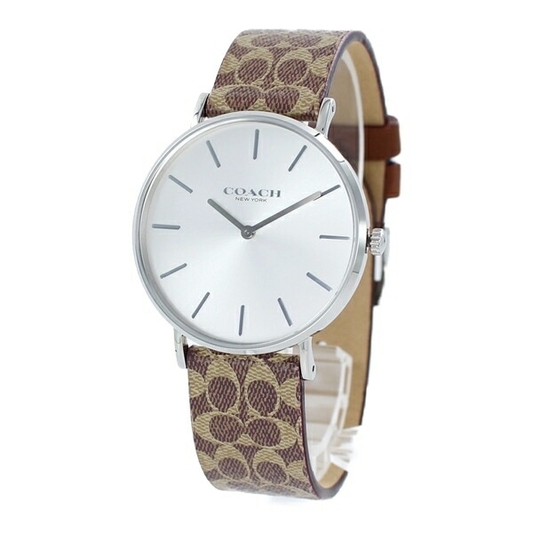 時計箱・BOXのみ訳あり特価コーチ 時計 レディース 腕時計 手表 PERRY ペリー シルバーケース ブラウン シグネチャー レザー 14503122 誕生日プレゼント ポイント消化その他 ブランド腕時計