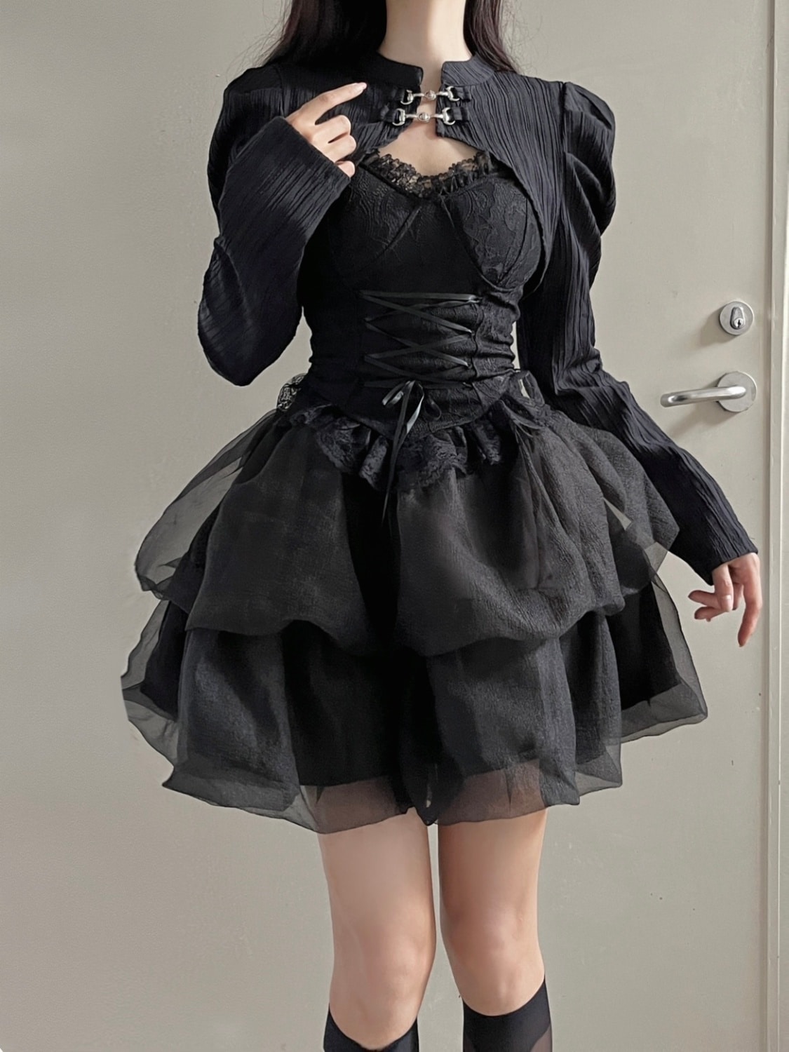 胸パッド付きセクシーサスペンダー+ダークウエストプリンセスチュチュスカートバレエスタイルセクシーバースデースカート