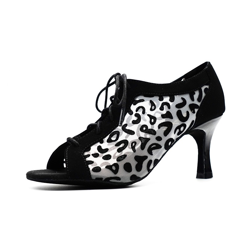 ヒョウ柄 ミュール サンダル オープントゥ ハイヒール レディース ガールズ 女性 ダンスシューズ ラテン サルサ 社交ダンス タンゴ レッスン 演出 BR301938PU