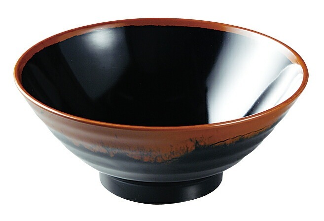 （まとめ買い）メラミン食器 長次郎窯 そば丼（大） 内黒 AN65B [x3]