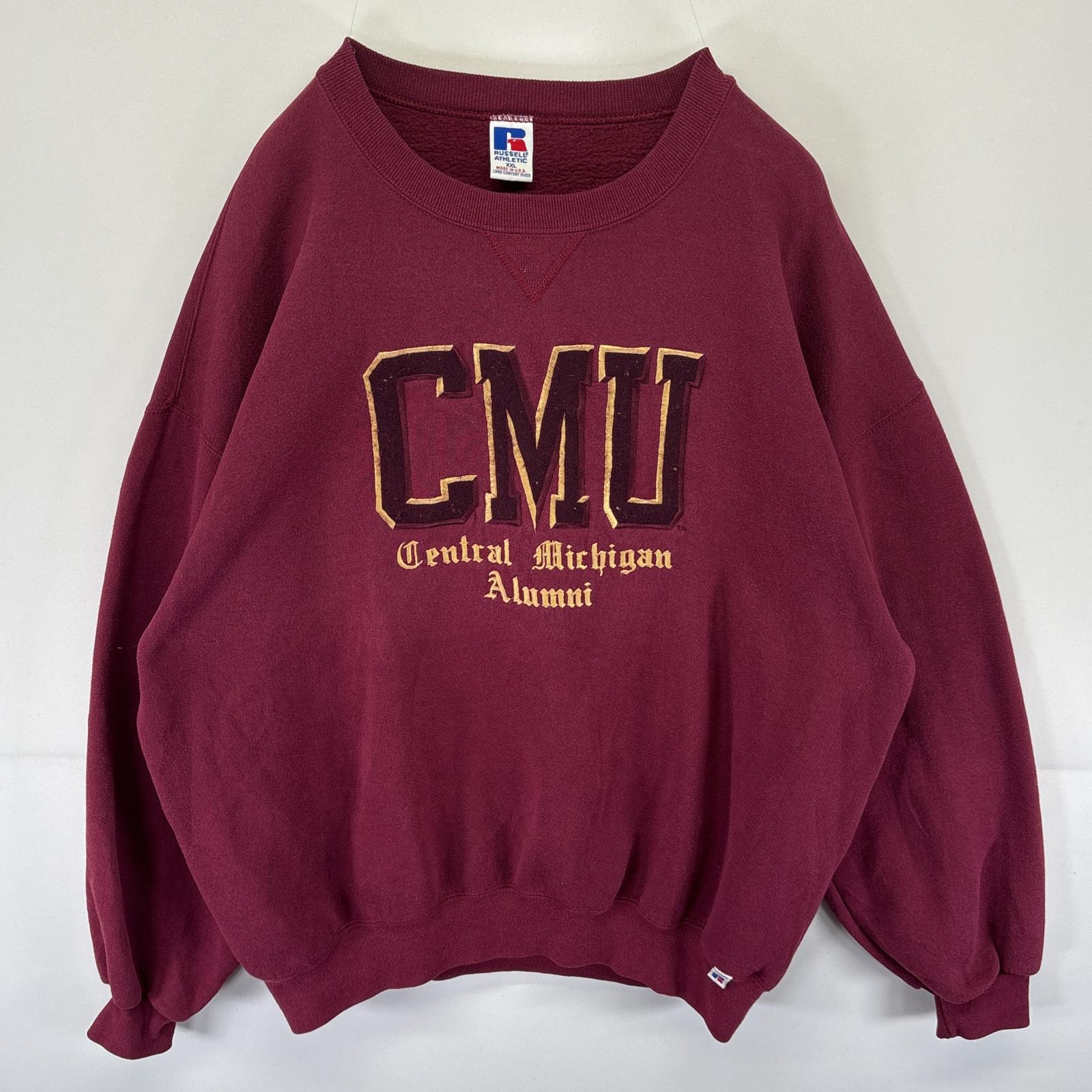 古着 90s/90年代 USA製 スウェット トレーナー カレッジロゴ刺繍 クルーネック 大きいサイズ XXL パープル系 メンズ