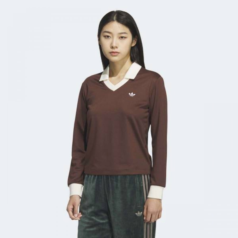 アディダスオリジナル レディース Vネック LS レギュラーフィット ブラウン 12,347円