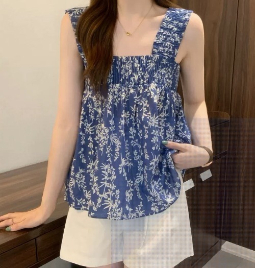 トップス デート モテアイテム タンクトップ フレア 花柄 フラワー リブ 可愛い きれいめ 上品 おしゃれ かっこいい 可愛い ラブリー キュート ガーリー クール モード系 セクシー