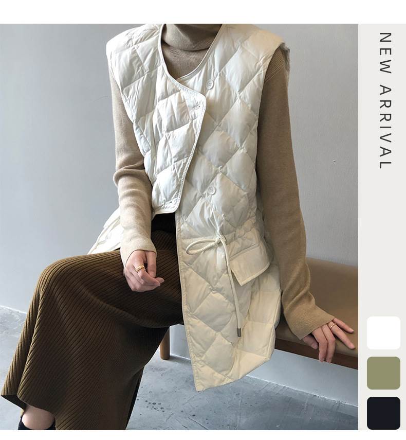 アウター トップス 中綿ベスト レディース ダウンベスト ジレ 防風 防寒ベスト キルティングベスト ライトアウター 袖無し 中綿入り ノーカラー ノースリーブ ラウンドネック アシンメトリー カジュ