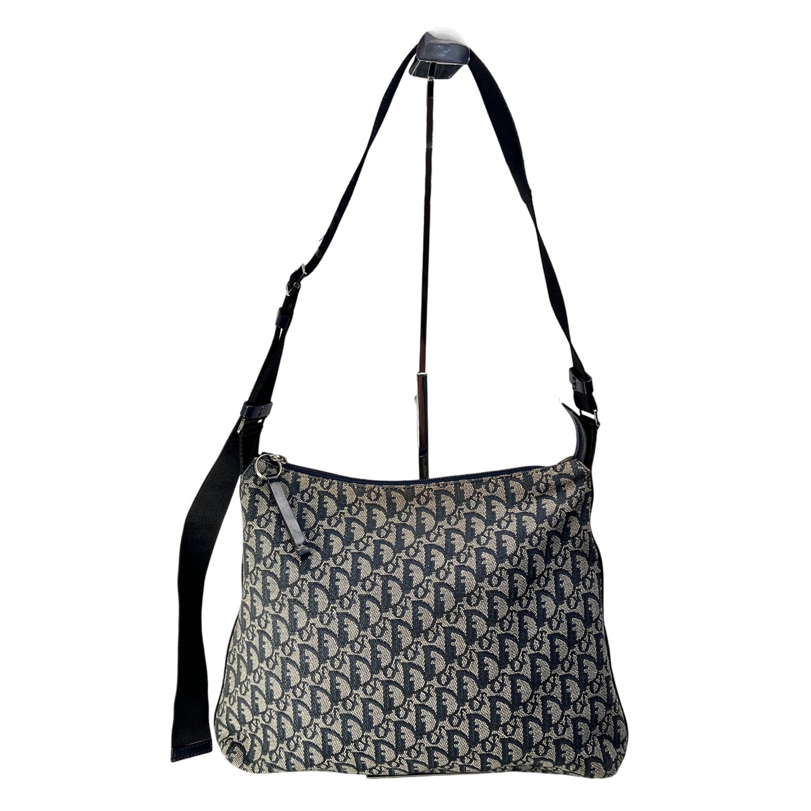 DIOR ディオール トロッター キャンバス ショルダーバッグ 紺 A-13520