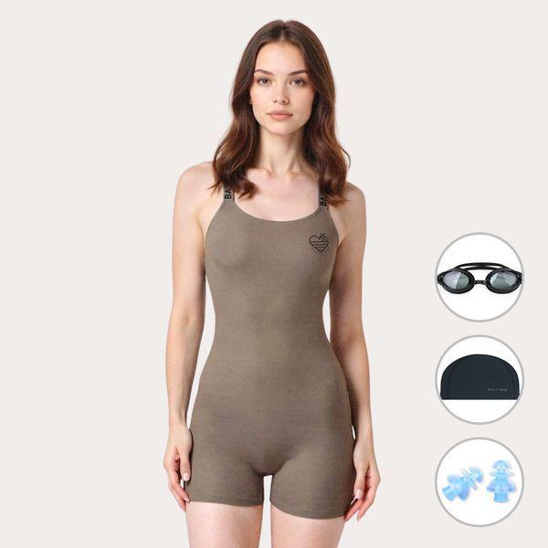 女性 Xバック 反全身 ベージュ 室内水着 BEF Z102A_P411385626