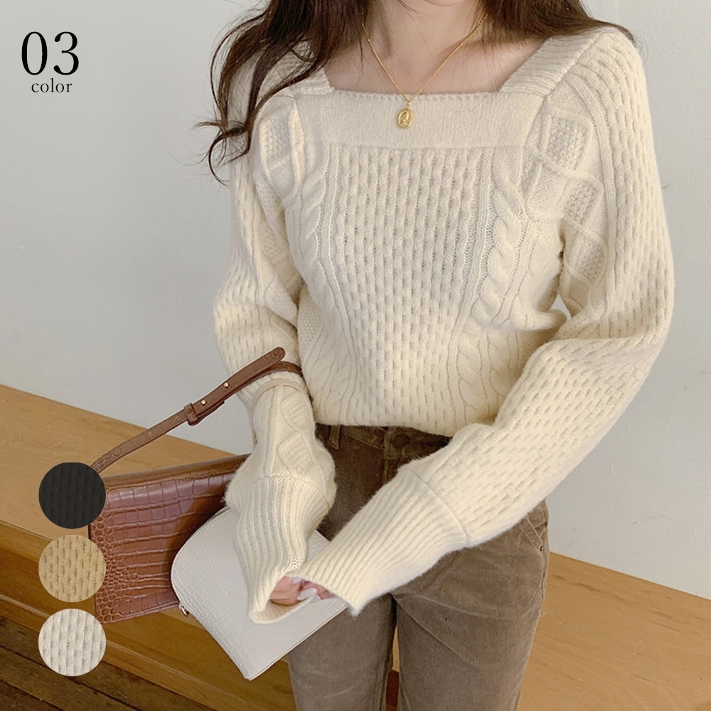 国内即納 韓国 ケーブルニット レディース 秋冬 4,920円